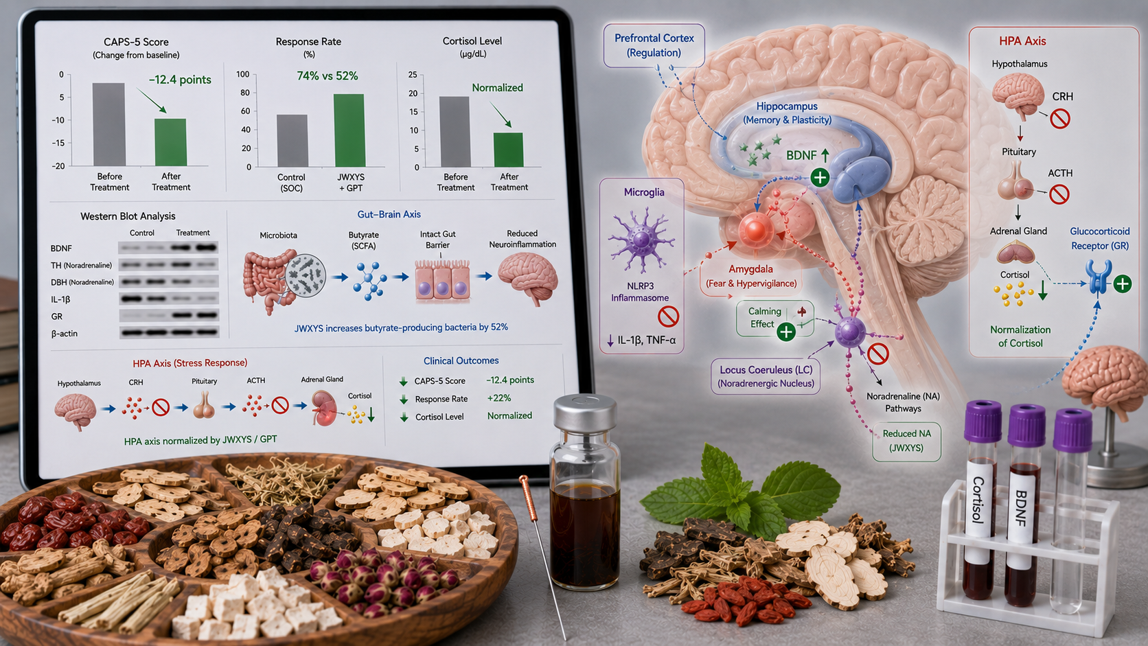 Acupuntura y tratamiento herbal para el TEPT con Jia Wei Xiao Yao San, Gui Pi Tang y An Mian Tang